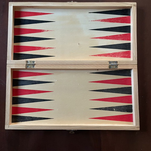 Wooden 2-in-1 Chess and Backgammon Set, Foldable, Vintage