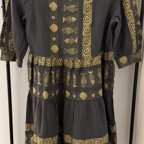 Nema Resort dress like new, gray with gold embroidery, size S/M