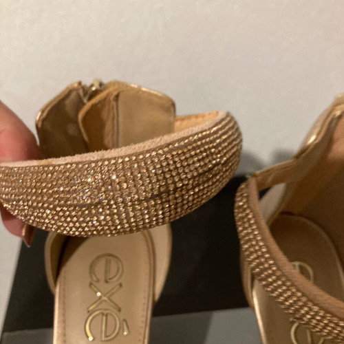 Exe women's high-heeled sandals like new, beige gold
