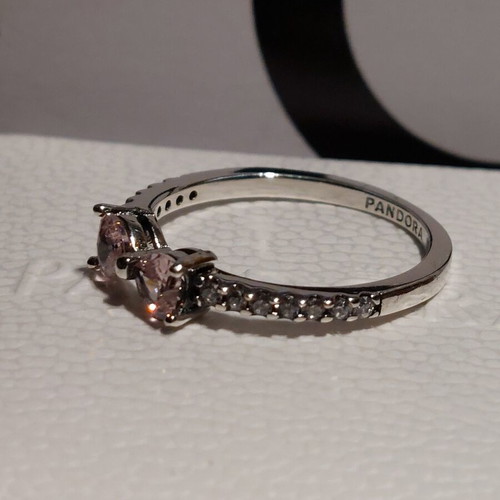 Pandora ring size 8 with pink zircon bow design
