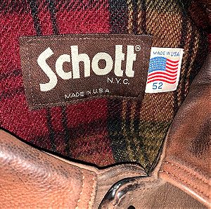 Schott made in USA καφέ δερμάτινο western 52 νούμερο φαρδύ