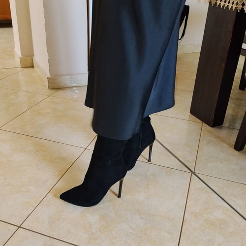Suede tall boots used, size 37, black, 10 cm heel
