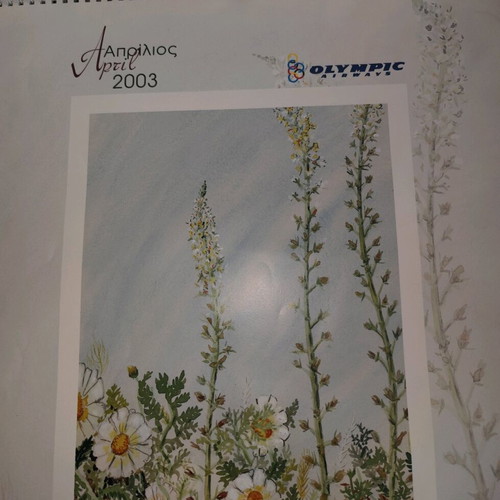 Olympic Airways 2003 collectible wall calendar used, Nature Colours