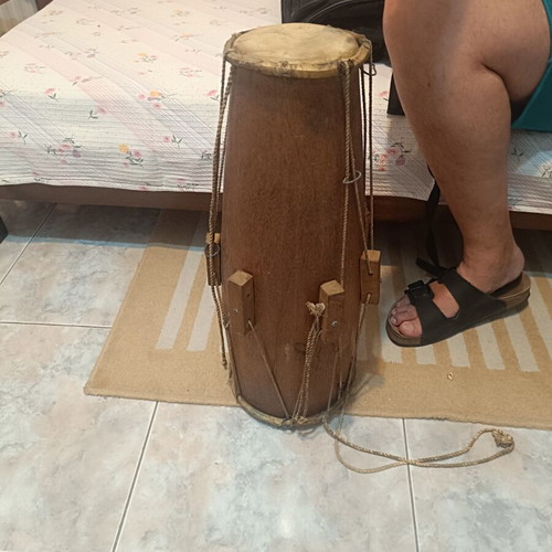 Traditional wooden drum conga handmade used with natural leather skin
