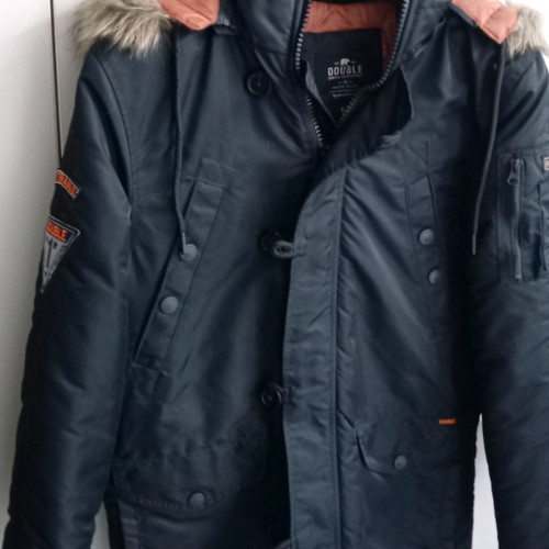 Double men's parka jacket black like new, size S