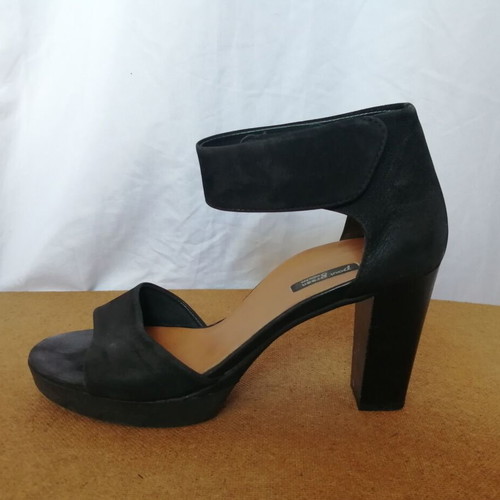 Paul Green women's black nubuck leather sandals with ankle strap and high heel size 40.5 used