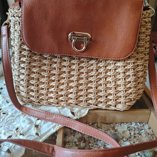 Women's handbag, beige and brown