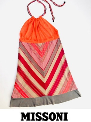 Missoni vintage dress used, colorful with gold thread and lining