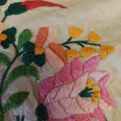 Two old handmade embroideries used, 110x33 cm each