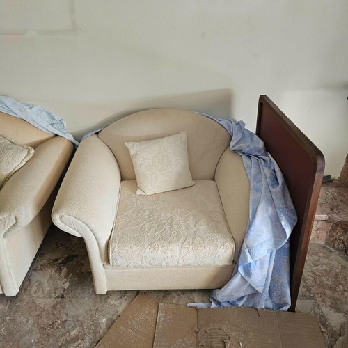 Sofa and armchair set, beige