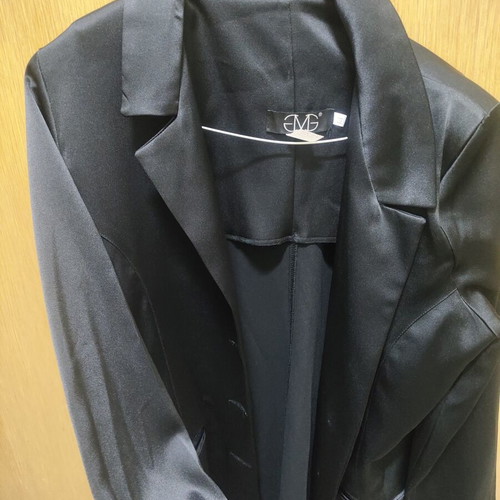 Satin suit new, black, slim fit jacket and pants