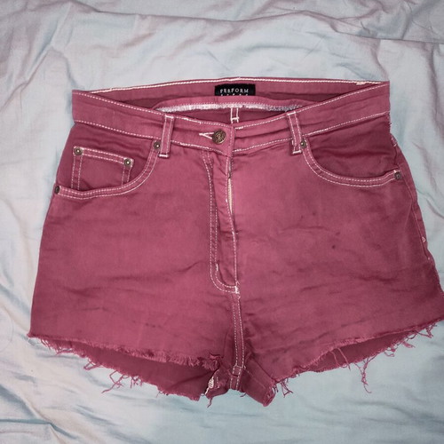 Vintage upcycled distressed burgundy cutoff shorts refurbished, size S