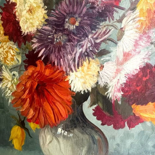 Zlatanis Flowers Oil Painting on Canvas 60x70cm Exterior Like New