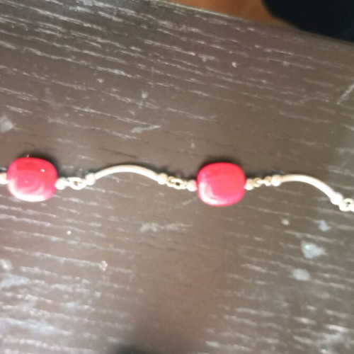 Silver bracelet new, red