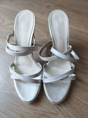 Bournazos silver sandals used, size 37, thin straps