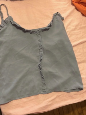 Shein blue top new, size L with straps and ruffles