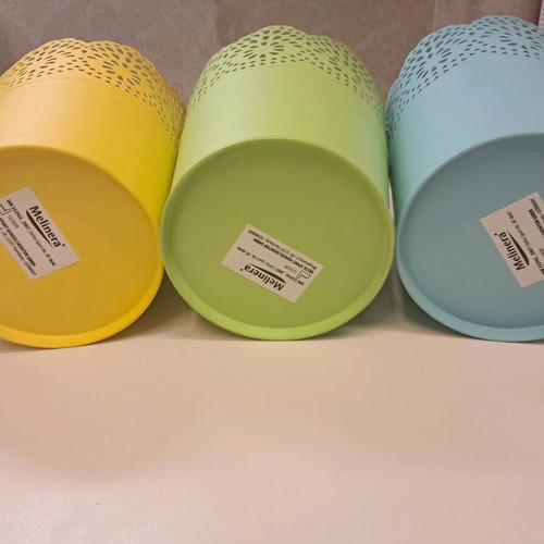 Metal plant pots set of 3, new, blue green yellow