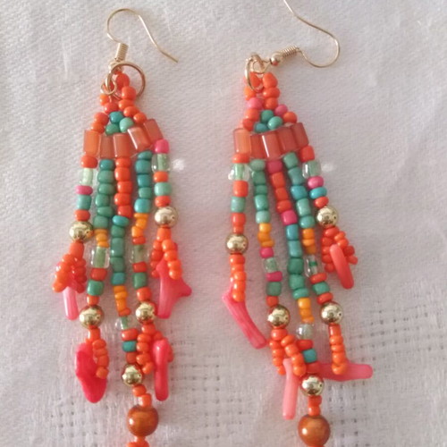 Handmade knitted beaded earrings new