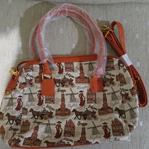Belgian bag new with fabric and leather details crossbody multicolor