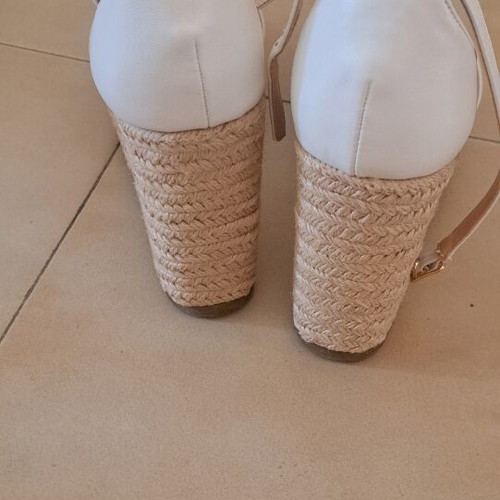 Tsoukalas Shoes White Summer Women's Anatomic Platform Sandals size 37 like new