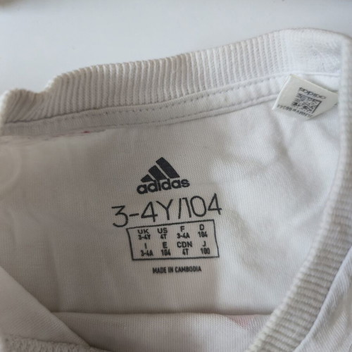 Adidas t-shirt μεταχειρισμένη, αγόρι 3-4 ετών, μέγεθος 98-104 cm, άσπρο και κόκκινο