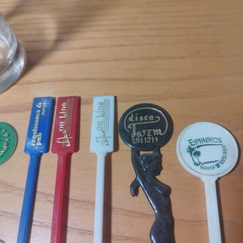 Playboy glass used with disco 80s stirrers