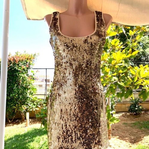 Gold sequin dress S/M with elasticity, length 85cm