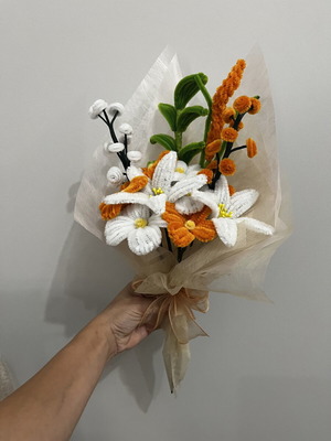 Bouquet with Various Pipe Cleaner Flowers, New