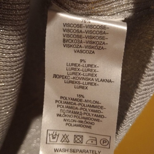 Naf Naf silver lurex viscose top new, size S