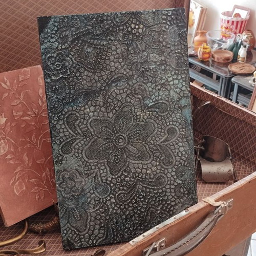 Handmade mixed media artwork on wood like new