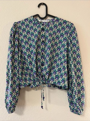 Zara cotton shirt blouse Small like new, multicolored green