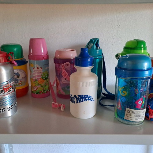Children's water bottles used, pack of 9 all together