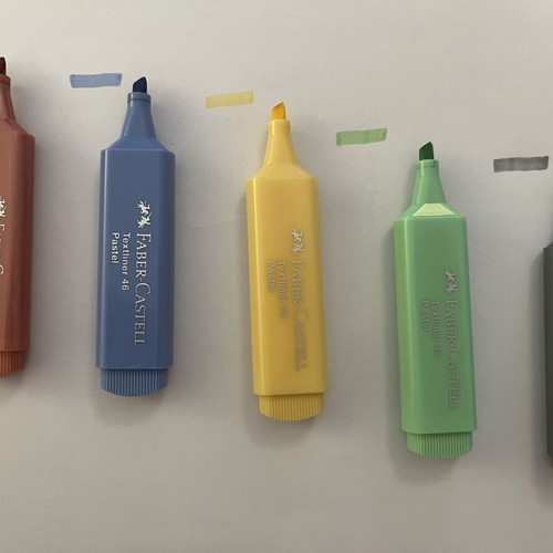 Faber-Castell highlighters used, pack of 5 pieces