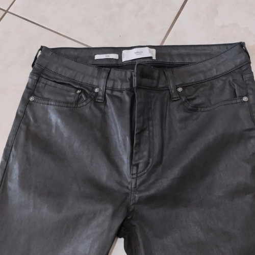 Mango stretch waxed skinny jeans black size 40 L