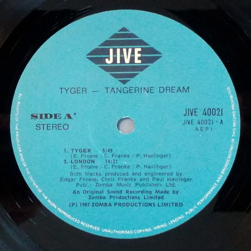 Tangerine Dream Tyger βινύλιο LP άλμπουμ μεταχειρισμένο, ηλεκτρονικό