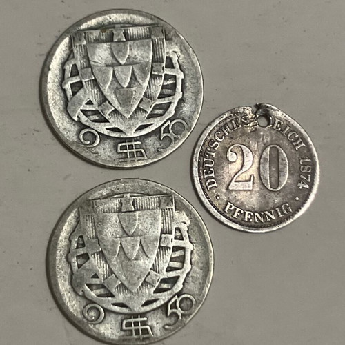 Lot of 11 European coins used, silver and copper 1835-1945