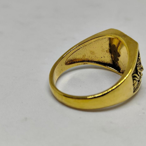 Men's Archangel Michael Ring like new, gold plated metal, size 12