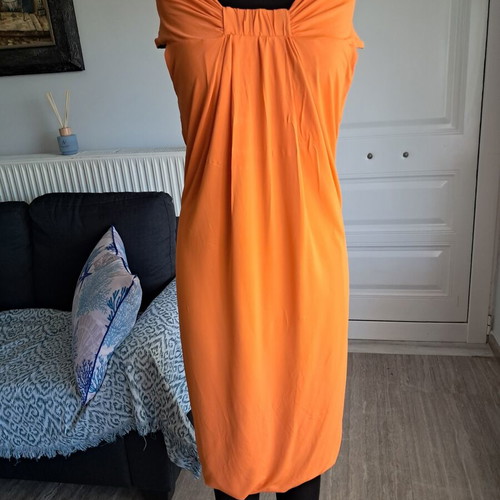 Max Mara dress vintage used, vibrant orange, viscose and elastane