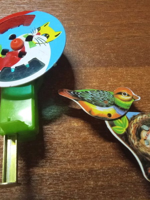 Replicas of tin toys used for decoration