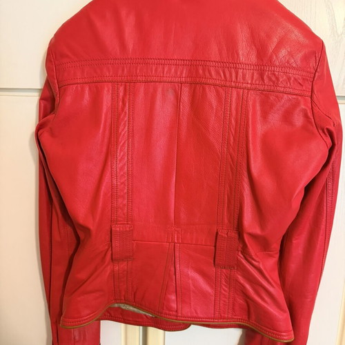 Just Cavalli women's leather jacket coral color like new size 40 IT (S)