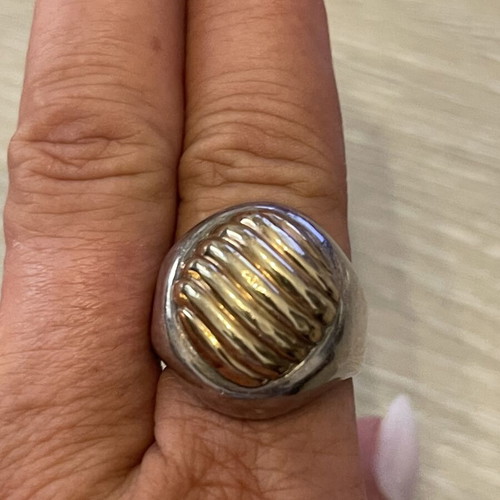 925 silver gold ring size 62, 18k gold top