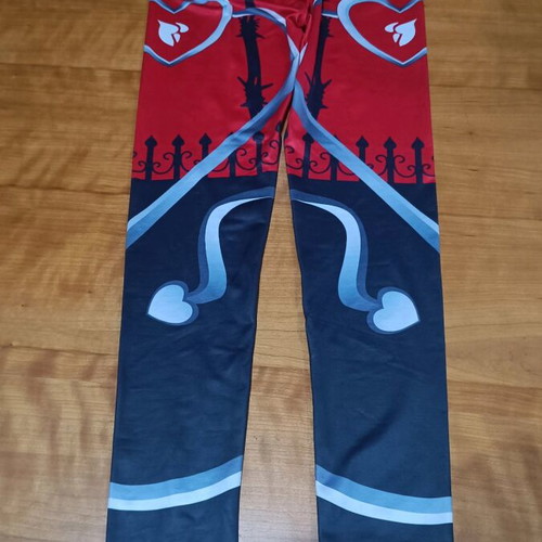 Leggings with pattern like new, size L, black and red