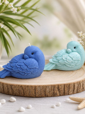 Soy Wax Parrot-Shaped Candle new, pistachio scent