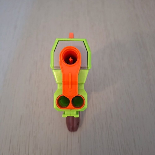 Nerf Zombie Strike Sidestrike Blaster used with two small Nerf and magazine
