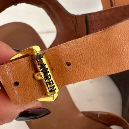 Ralph Lauren leather platform sandals like new, size 37, brown