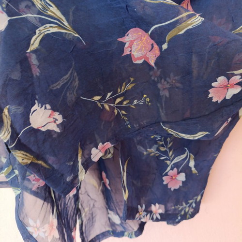 Capriccio dark blue floral transparent shirt new