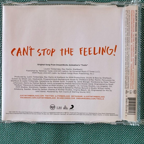 Justin Timberlake Can't Stop The Feeling CD single like new, pop