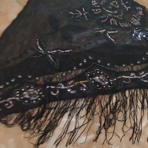 Scarf like new black evening embroidered with beads Toi&Moi