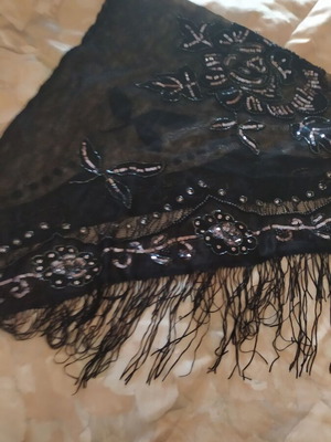 Scarf like new black evening embroidered with beads Toi&Moi