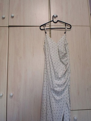 Pink Woman midi dress like new, summer polka dot design